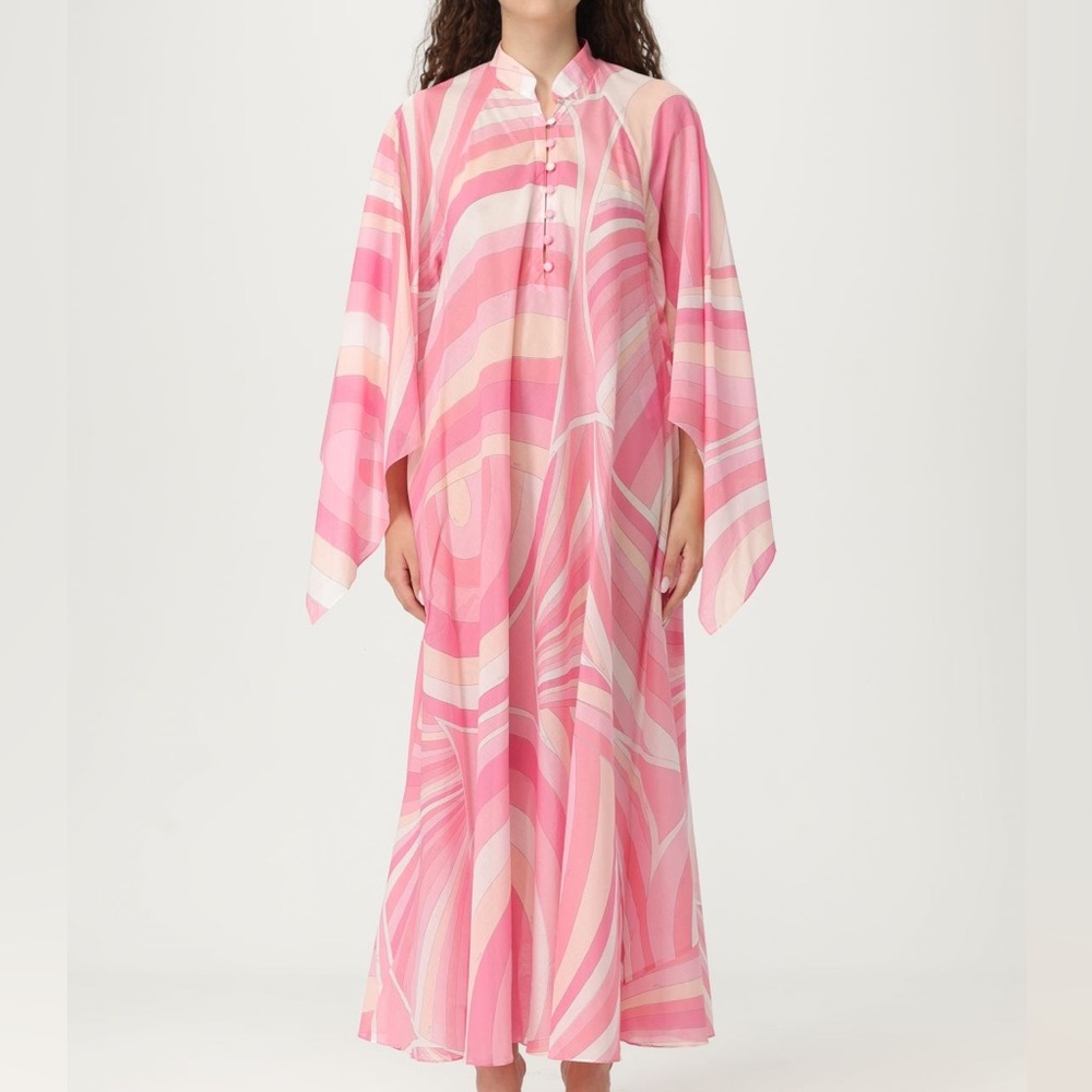 Emilio Pucci Pink Print Maxi Kaftan Caftan Dress